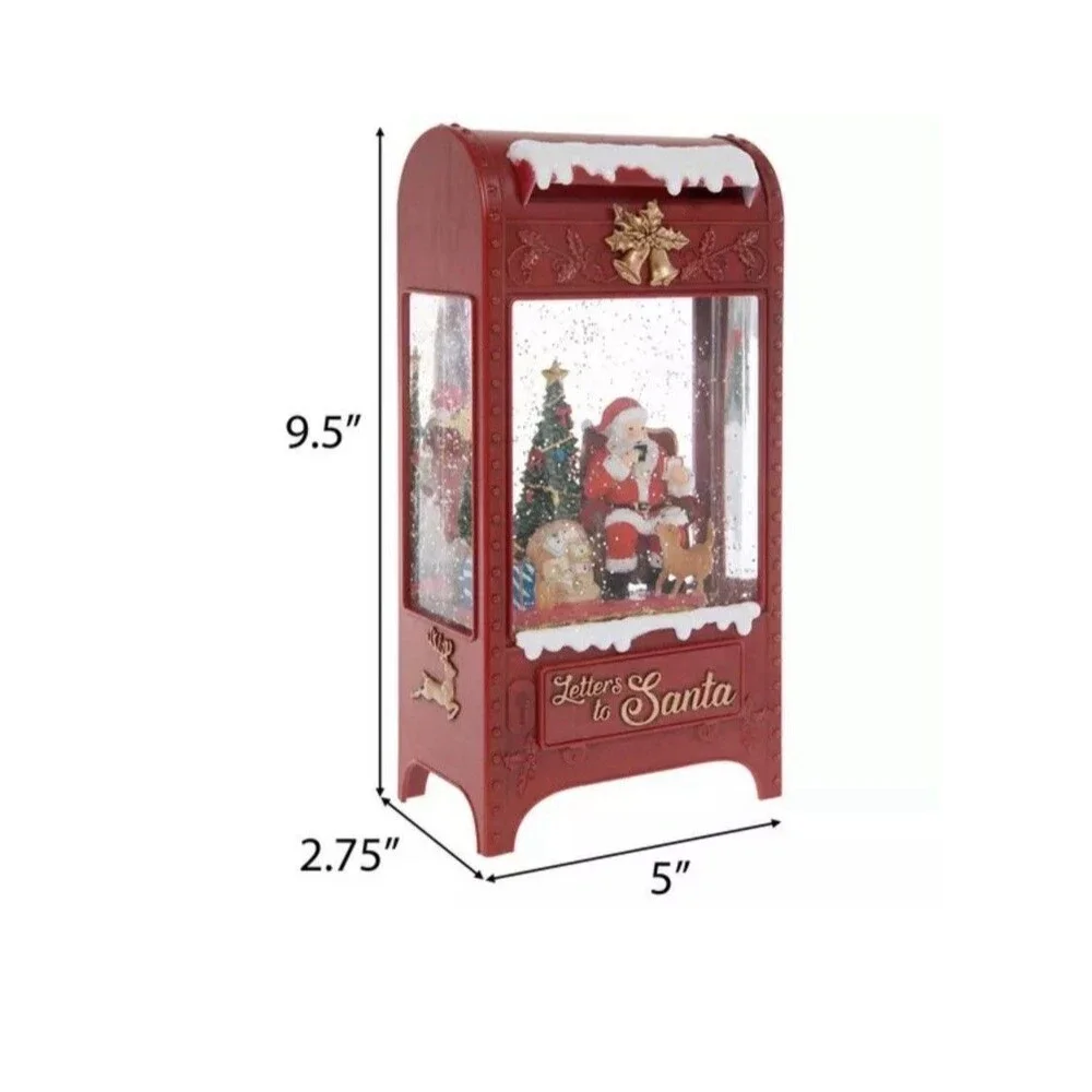 Snow Globe Santa Clause Christmas Lights Post Office Mail Box - - Picture 4 of 7